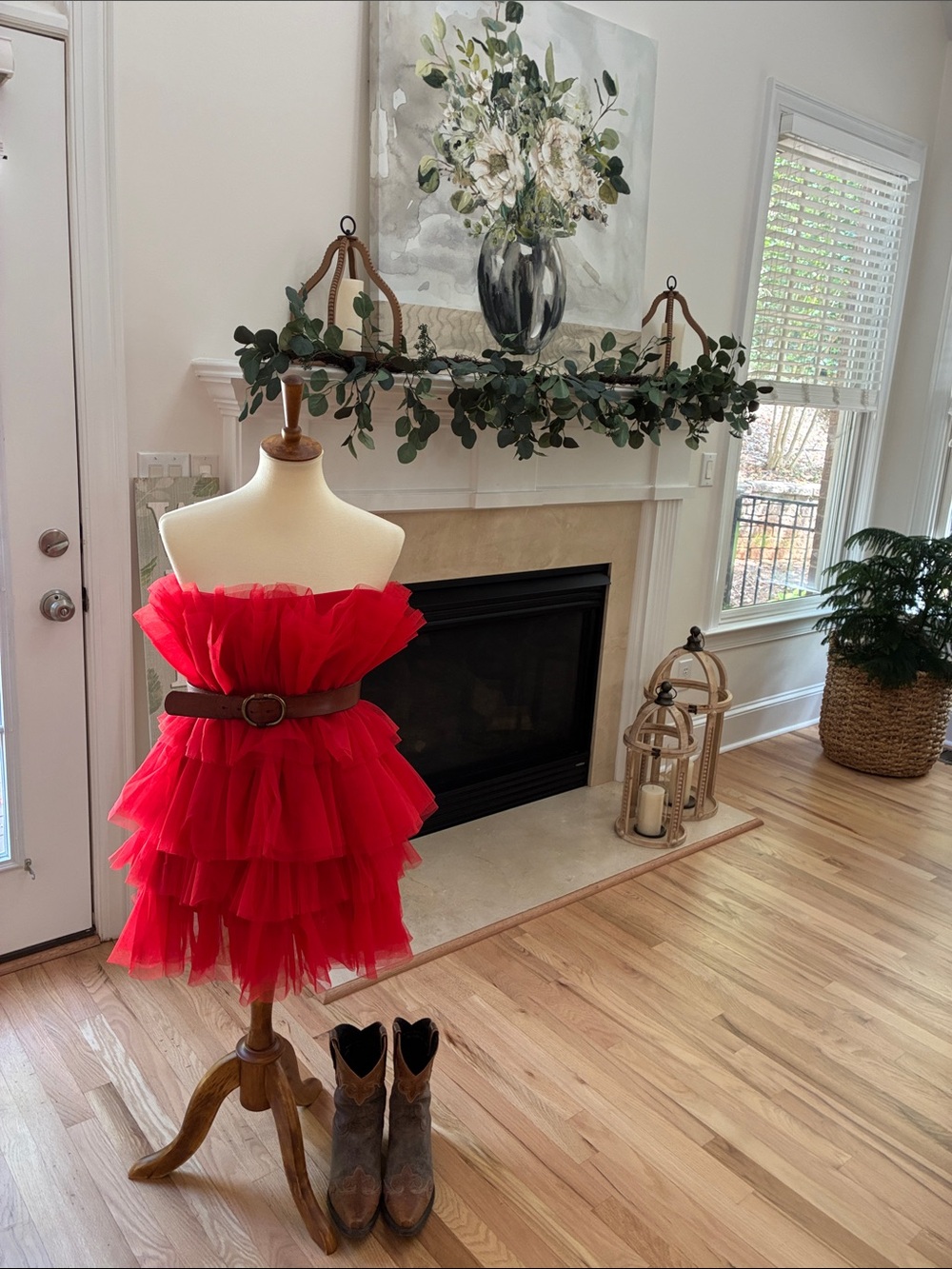 Altar'd State Red Layered Tulle Mini Dress